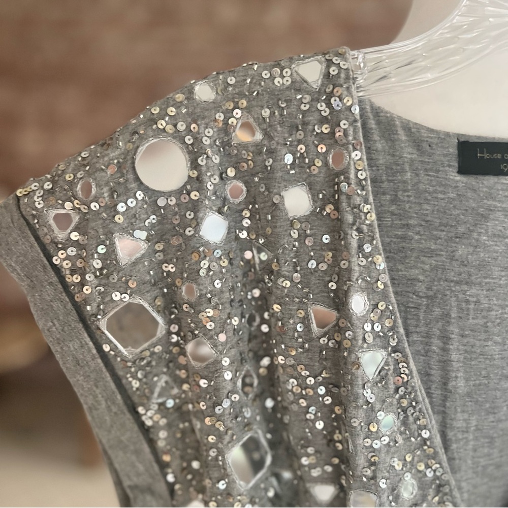 NWT House of Harlow 1960 x Revolve Lora Dress Sequins Grey S Mini Knit Cocktail - Picture 5 of 16